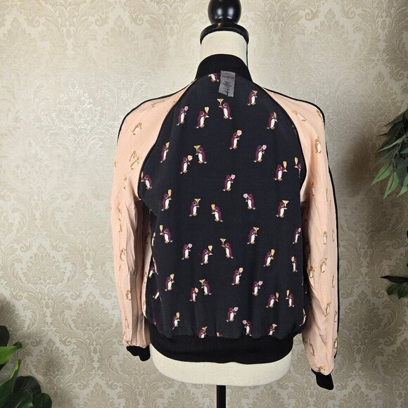 Coach Size 2 Reversible Bomber Varsity Jacket Navy White Penguin  Snap Front - Picture 13 of 16